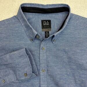 Jos A Bank Traveler Travel Tech Linen Blend Shirt‎ Mens XXL Tailored Fit Button
